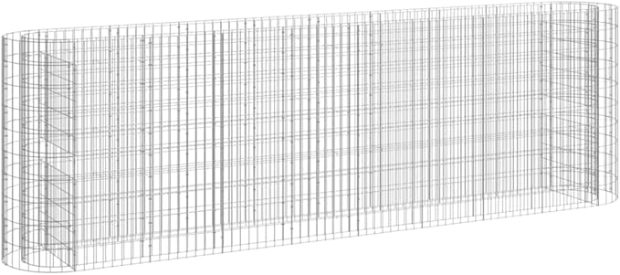 YAFF Large Rectangular Galvanized Iron Gabion Raised Bed Silver Metal Garden Planter for Outdoor Use 130 x 130 x 39 cm