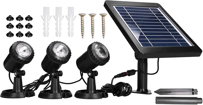 Solar Spotlights Outdoor IP68 Waterproof 3 in 1 Solar Landscape Lighting Dusk to Dawn Solar Uplights Lighting Facilities for Courtyard Decoration