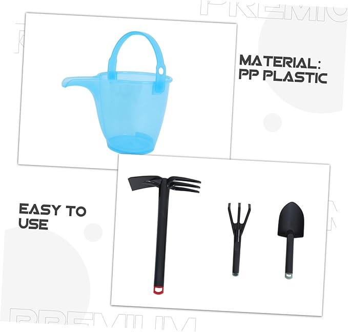 TOYANDONA Gardening Tool Set Compact Plastic Shovel Fork Rake Bucket for Beach Digging Outdoor Fun Educational Gardening Activities Portable Multipurpose Hand Tools for Boys