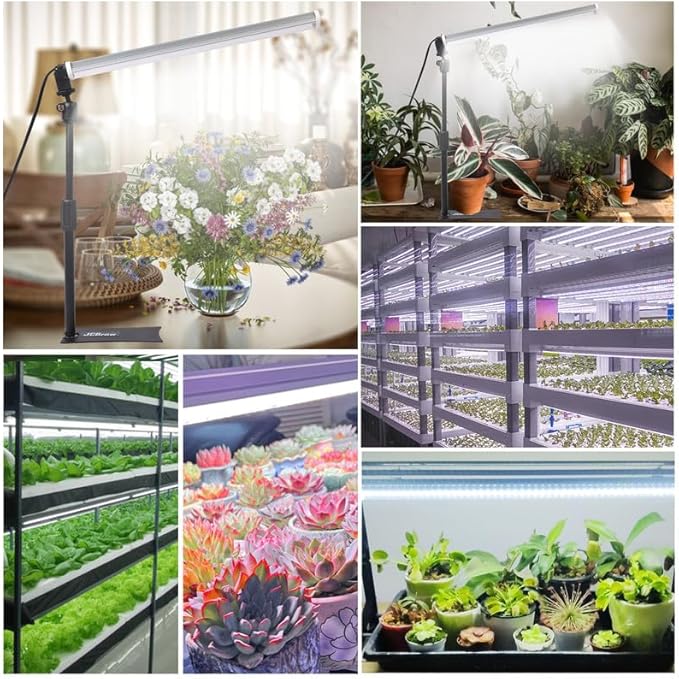 JCBritw Standing LED Grow LightAdjustable T12 Bar Plant Light White 6500K Full Spectrum Plant Grow Lamp on Stand for Indoor Plants Seed Starting Seedlings Veg Flower