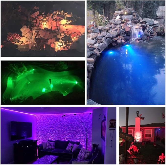 SHOYO Pond Lights Color Changing Spotlights with Timer Submersible Fountain Lights Memory Dim Adjustable IP68 Waterproof Underwater RGB for Outdoor Garden Yard Lawn Water Pond Fountain (Set of 10)