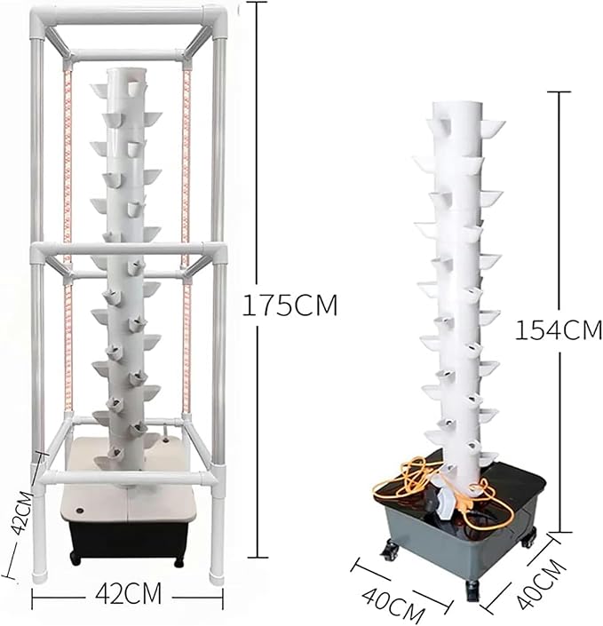 Hydroponics Growing 15 Layer 45 Holes Indoor Hydroponic Grow Vertical Tower with Grow Llight Garden Tower Growing Kit for Grow F