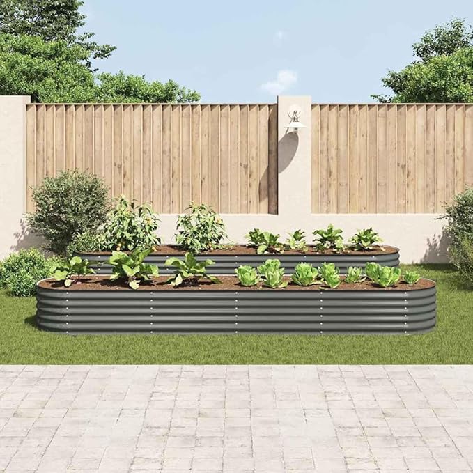 Garden Raised Bed Gabion Cages for retaining Walls Outdoor Backyard Planter Raised Garden Bed Suitable for Outdoor Landscape Lawn Cafes Backyard Patio 157.5x31.5x17.3 Galvanized Steel Gray