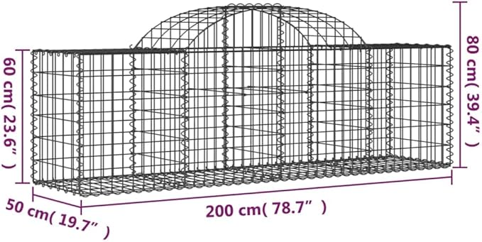 Set of 3 Galvanized Iron Gabion Basket 78.7 x 78.7 x 31.5 in Silver Raised Garden Bed Style Planter Rock Fence for Outdoor Patio Garden Retaining Wall