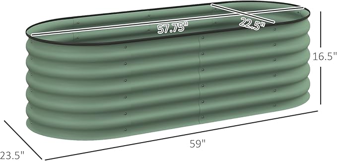 4.9' x 2' x 1.4' Galvanized Raised Garden Bed Kit Outdoor Metal Elevated Planter Box with Safety Edging Easy DIY Stock Tank for Growing Flowers Herbs Vegetables Green