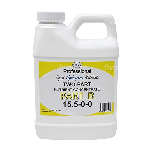 EZ-gro 5-12-26 Part A &amp 15.5-0-0 Part B Formula of Hydroponic Nutrients | Hydroponic Plant Food Suited for Hydroponic and Soil Based Applications | Liquid Plant Food 1 PT of Each