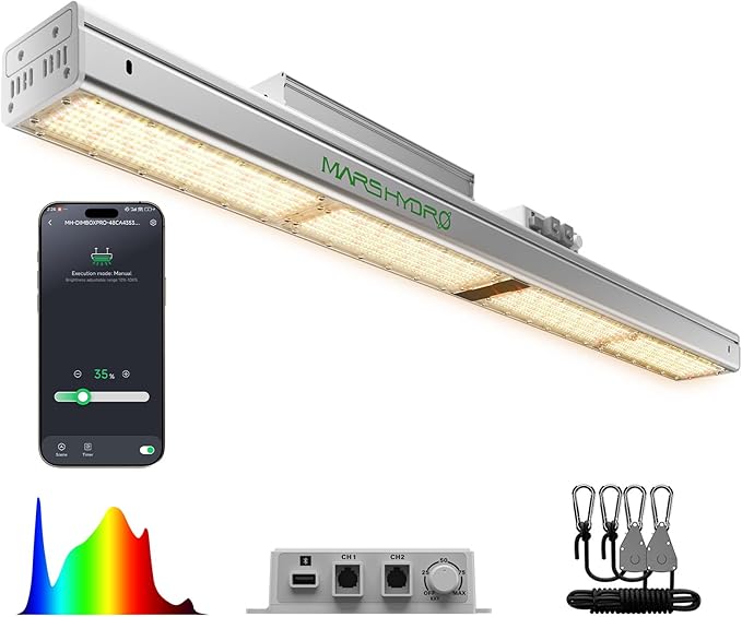 MARS HYDRO SP3000 2x4 Grow Lights for Indoor PlantsGreenhouse LightsFull SpectrumDimmableRemote WiFi App ControlDaisy Chain Light for Greenhouse Farming Seedling Veg and Bloom for 4x2 Grow Tent