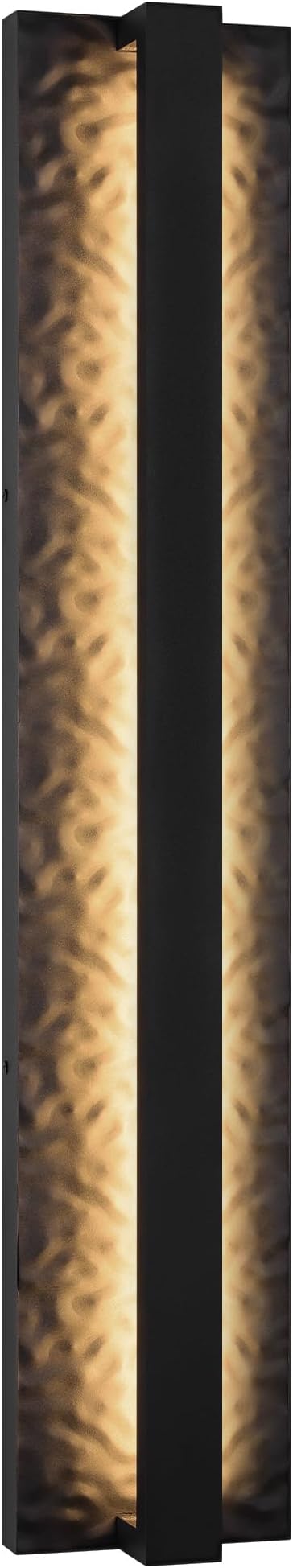 LamQee 23.6in Long Outdoor Modern LED Wall Lights Hammered Wrought Iron and Aluminum 3000K 1200LM Linear Exterior Lighting Fixtures Wall Mount Waterproof Outside Sconce for House Porch Patio Garage
