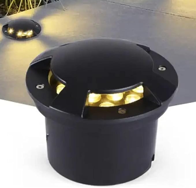 LED Recessed Ground Spotlight - 4-Sided Waterproof IP65 In-Ground Lamp for Garden Pathways (Red 3W White 18W)