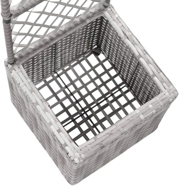 YAFF Trellis Raised Bed with 1 Pot 11.8x11.8x42.1 Poly Rattan Gray (7.04lbs)