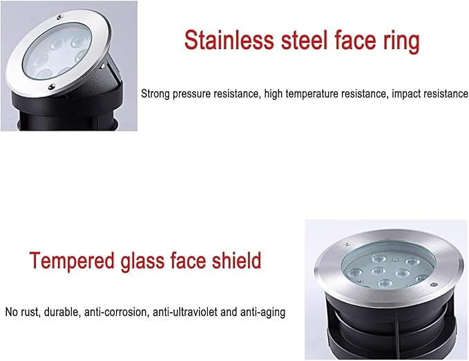 Outdoor Landscape Lights - LED Underground LightRound Recessed Spotlight IP67 Waterproof Tempered Glass Floor Light Thickened Integrated ABS Embedded ShellBlue-3W