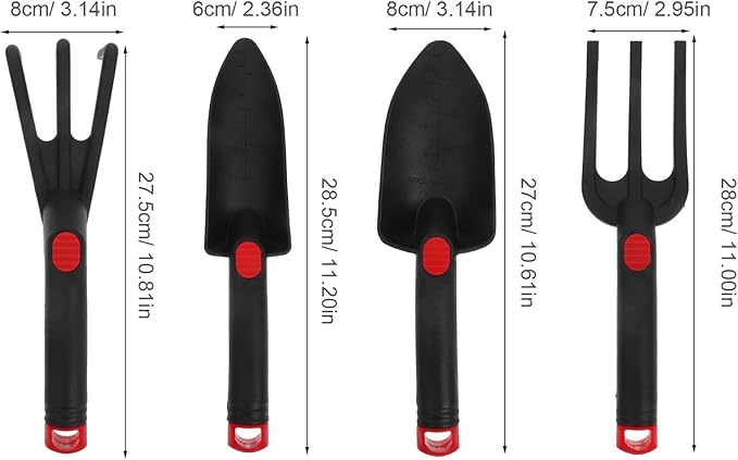 Mini Garden Tool Set Small Ergonomic Hand Tools for Indoor Planters and Soil Digging 4pcs Gardening Kit with Trowel Spade Rake and Digging Fork for Home Garden Use