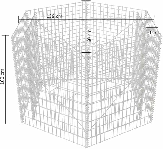 Hexagonal Gabion Raised Bed 63x55.1x39.4 Galvanized Steel Planter for Outdoor Plants Durable Garden Bed for Gardening
