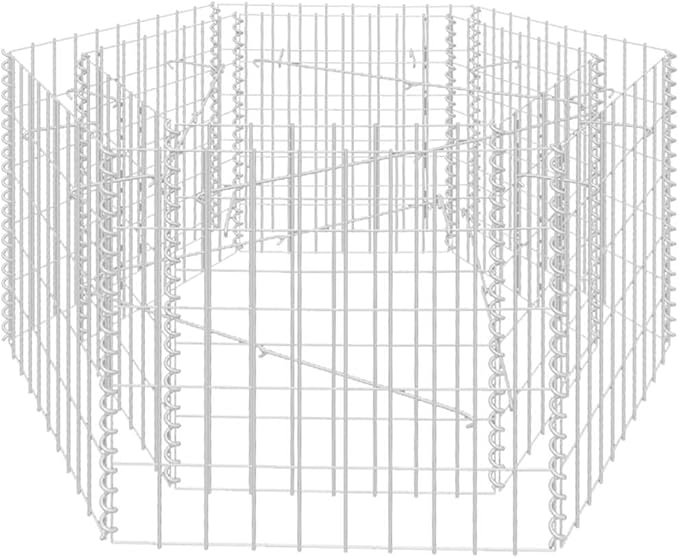 YAFF Hexagonal Gabion Raised Bed Silver Galvanized Steel Heavy Duty Garden Plant Holder for Outdoor Landscaping 39.4 x 39.4 x 19.7 inches