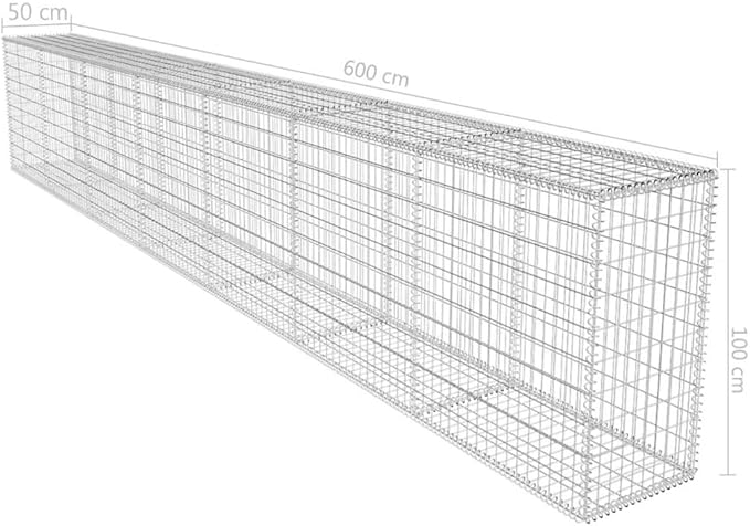 Gabion WallRaised Bed with Gabion net Flower PotBlock Wind and RainGabion Wall with Cover Galvanised Steel 19.7'x1.6'x3.3'