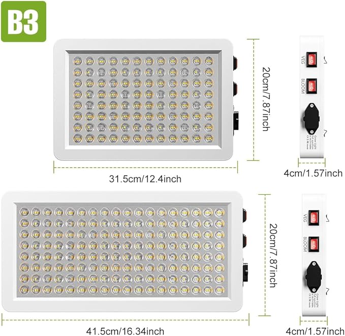 500W LED Plant Lights Full Spectrum Grow Lamp 100-277V Sunlight Planting Fill Light UV IR Indoor Hydroponic Greenhouse Tent Veg/Bloom Modes Dimmable Flower Succulent Cultivation Lighting Hook US Plug