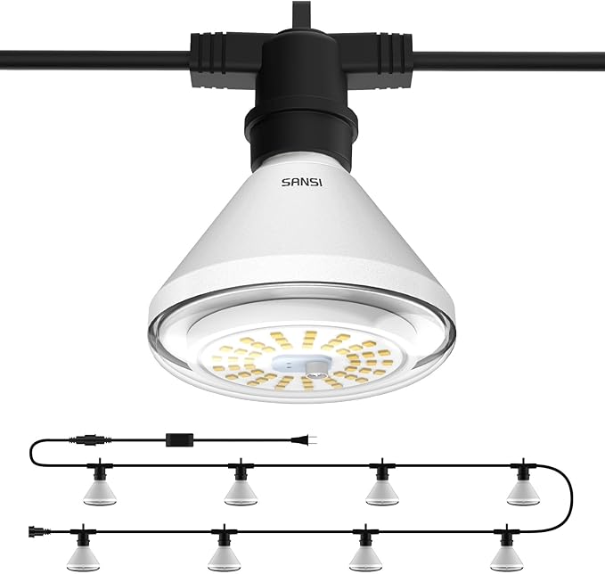 SANSI 192W String LED Grow Light 1500W Equiv. Full Spectrum 4000K Daylight Plant Light 120° Wide Beam Angle IP54 Waterproof High PPFD LED Lamp Outdoor for Greenhouse