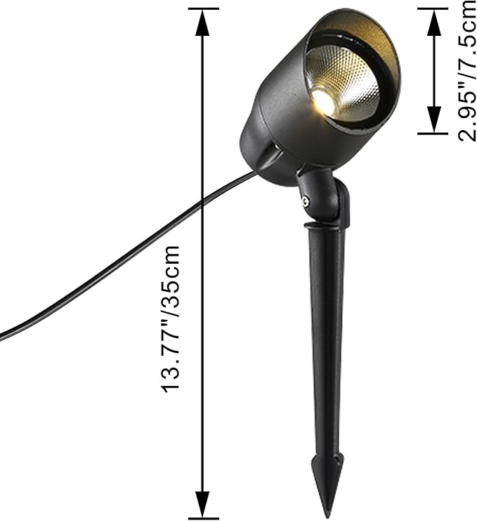 Kiven IP65 Waterproof Landscape Clamp Light COB Decorative Spotlight with Plug-in Cord and Timer for Indoor Outdoor House Park Yard Garden Step Statue Lawn Light (10W Cool White)