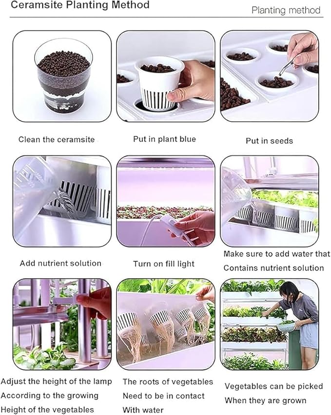 Hydroponic Growing Kits – Indoor Hydroponic System with 48/64/90/120 Planting Spaces for Vegetables Herbs and Fruits(Size:Ceramic 48-Hole)