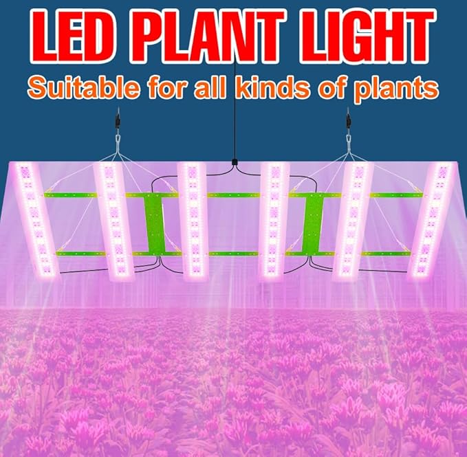 800W 6-Heads Full Spectrum LED Plant Grow Lights 936pcs SMD2835 ChipsUV/IR Planting Fill lighting AC 100-277V US Plug -Ideal for Greenhouses Indoor Fruit Plants &amp Leafy Greens to Boost Growth C