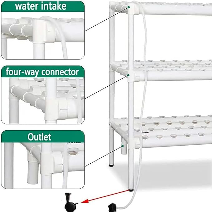 Hydroponics Growing System108 Plant Sites Food-Grade PVC-U Pipes Hydroponic Planting Equipment with Water Pump Gift for Gardening Lover