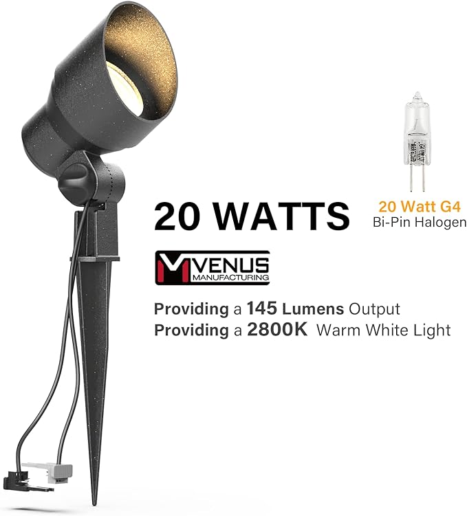 VENUS MANUFACTURING 14PK LED Outdoor Low Voltage Landscape Light Kits with 2 Pack Black 5.4 Watt Pond Lights &amp 6 Pack 1.5 Watt Spotlights and 6 Pack 20W Pathway Lights for Garden Lights