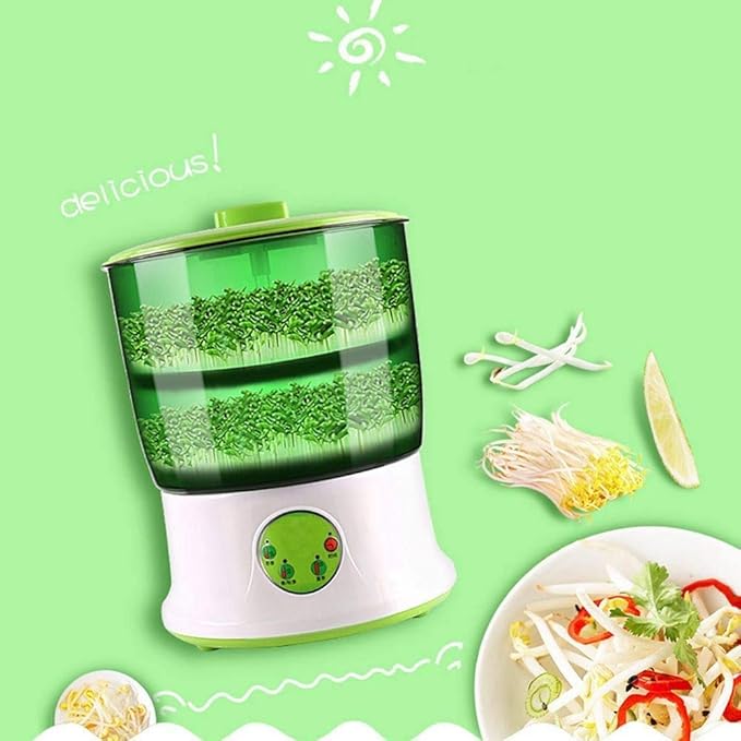 Thermostat Electric Germinator Automatic Watering-Bean Sprouts Machine 2 Layers