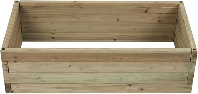 LuxenHome Wood 32 Raised Garden Bed Fir Wood Planting Bed Solid Wood for Vegetable Flower Herbfor Outdoor Lawn Yard Patio Use