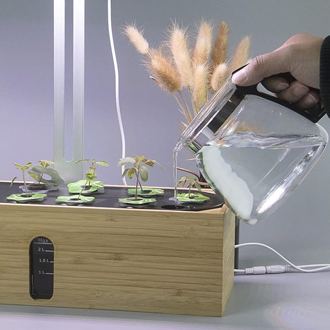 Indoor Gardening Kit Hydroponics Growing System Kit W/LED Plant Grow Light Smart Hydroponics Garden Lights Sprout LED Light Nature Bamboo e Nutrients Seeds Not Included