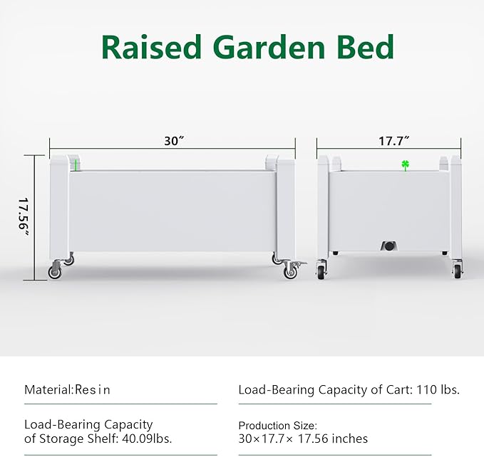 Elevated Raised Garden Bed with LegsOutdoor Large Resin Patio Planter Box Stand Divisible with Drain PlugWater Monitor for Plants Vegetables Flowers Fruits(Ashen)