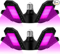 2Pack E26/E27 Deformable Full Spectrum Plant Lights 100W LED Greenhouse Hydroponic Lights 100-277V Indoor Planting Lamps 4 Adjustable Panels Red Bule Succulent Cultivate Lamps Growth Box Fill Lighting