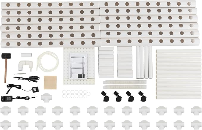 108 Plant Hydroponics Growing System Kit Smart Hydroponic Tower with Water Pump &amp Wheels Indoor Outdoor Herb Garden PVC-U Pipes Gardening System Grow Kit for Vegetables Fruits