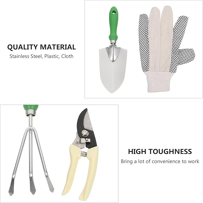 11pcs Stainless Steel Weeding Shovel and Rake Garden Planting Tool Set with Plastic Handles for Home Vegetable and Flower Gardening Outdoor Use
