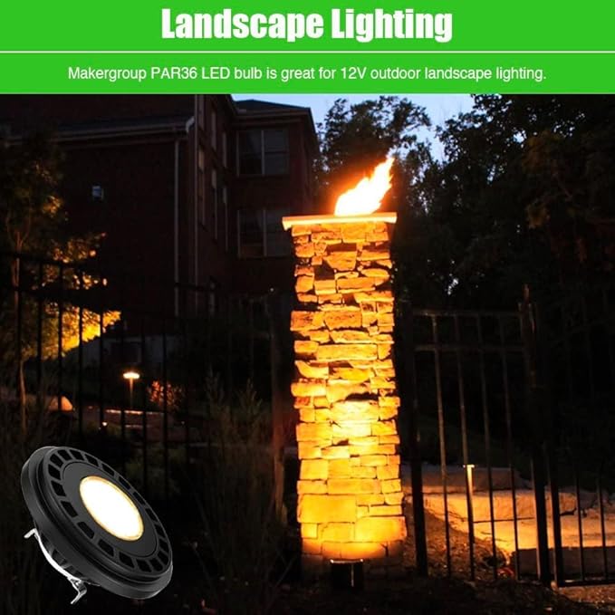 PAR36 LED Landscape Light Bulb 10W 12V Low Voltage Lighting Waterproof Spotlight for Outdoor Yard Tree Light In-Ground Well Light Warm White 2700K-3000K