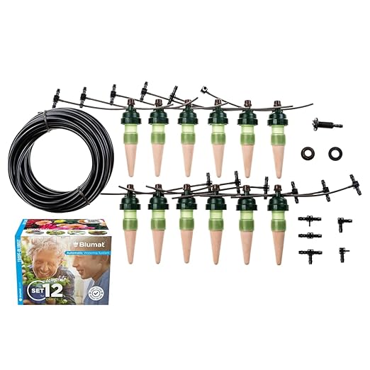 Blumat TROPF Medium Deluxe Irrigation Kit (12 Pack) Water Up to 12 Plants | Automatic Watering System | Garden Patio Hanging Baskets Raised Bed Greenhouse | Sustainable Outdoor System