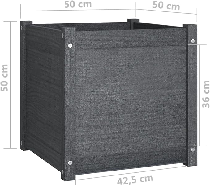 Garden Planter Raised Garden Bed Planter Boxes Outdoor Suitable for Flowers Restaurants Backyard Patios Gray 19.7x19.7x19.7 Solid Wood Pine