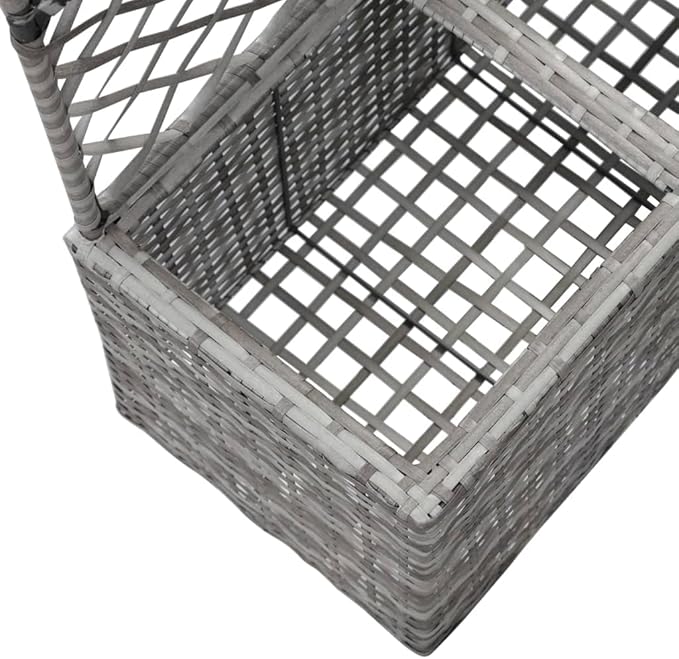 Outdoor Garden Box Patio Raised Bed Backyard Planter Box for Growing Vegetables Fruits and Herb Fields Trellis Raised Bed with 2 Pots 22.8 x 11.8 x 42.1 Poly Rattan Gray