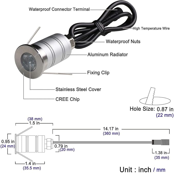 2/4PCS Spotlight Led Beam Light - Led Spot Lights Mini 15° Narrow Beam Angle Spotlight 12V-24V DC IP67 Waterproof Underground Outdoor Landscape Lighting for4pcs Cool White 6000k-12V