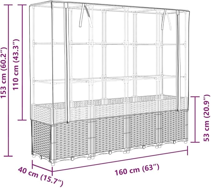 vidaXL Raised Bed Brown Polypropylene 63.0 in x 15.7 in