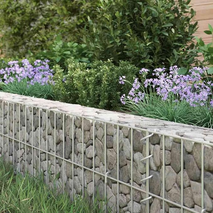 Gabion Raised Bed 39.4x39.4x7.9 in Square Galvanized Steel Planter Rustic Garden Box for Patio Balcony Vegetable Patch Outdoor Decor