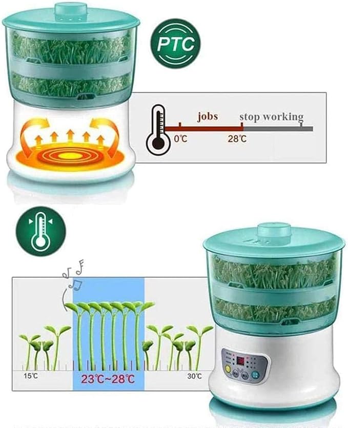 Bean Sprouts Machine Large Capacity Automatic Intelligent Germination Machine PTC Temperature Controller 360 Degree Sprinkler