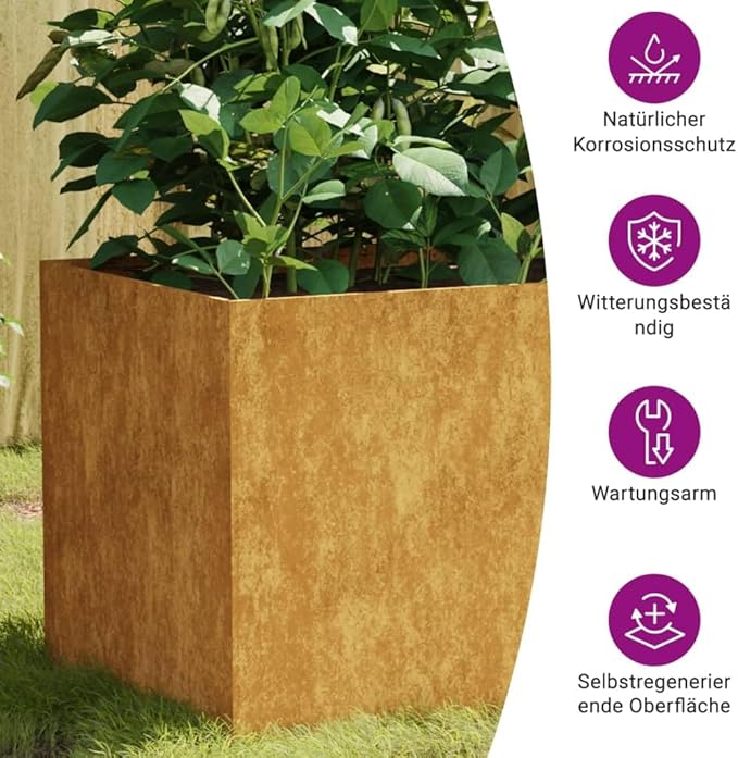Rectangular Corten Steel Raised Garden Bed Durable Outdoor Planter for Patio 31.5 x 15.7 x 15.7 in Weather Resistant Brown