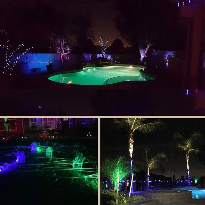 Youngine 12V Low Voltage LED Landscape Lights Waterproof Outdoor Walls Trees Flags Spotlights 5W COB Garden Yard Path Lawn Light with Spike Stand Pack of 2 (Green)NO Plug