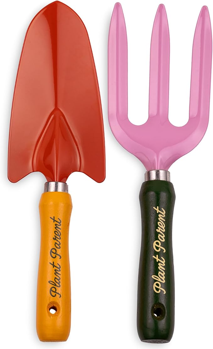 ban.do 2 Piece Gardening Hand Tools Cute Garden Tool Set Includes Hand Rake and Trowel with Beech Wood Handles Plant Parent