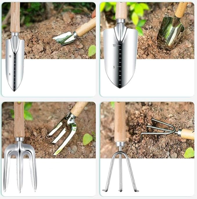 Gardening Tools 9-Piece Heavy Duty Gardening Hand Tools Durable Organizer HandbagRust-Proof Combination Garden Tool Set