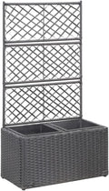 YAFF Trellis Raised Bed with 2 Pots 22.8x11.8x42.1 Poly Rattan Black (11.44lbs)