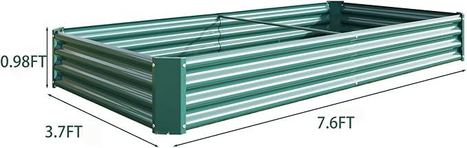 Dawn Raised Garden Bed Kit - Metal Raised Bed Garden 7.6x3.7x0.98ft for Flower Planters Vegetables Herb Green