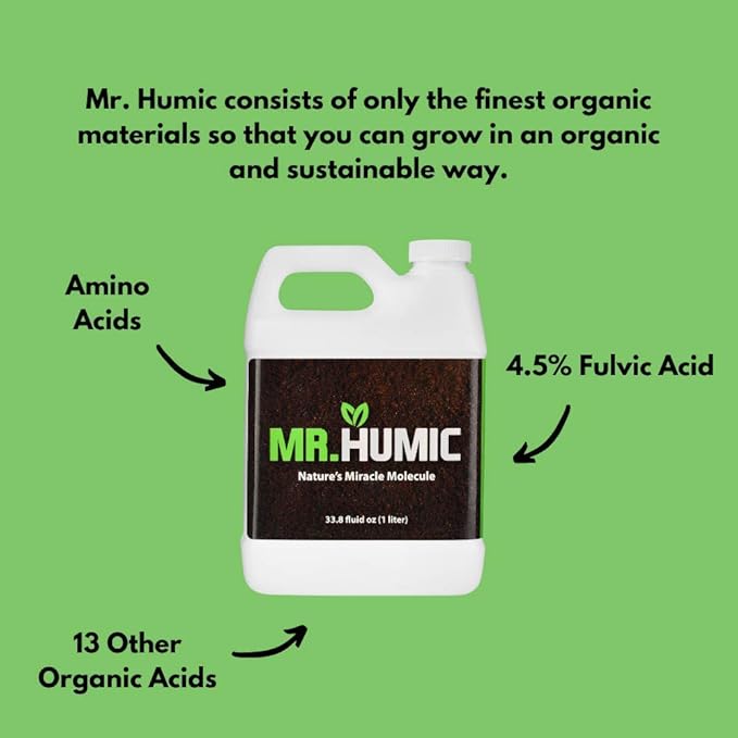 Organic Humic Acid Plant Amendment Natural Humic Soil and Hydroponic Nutrient Enhancer - Lawn and Garden Growth Plant Health (1 Liter)