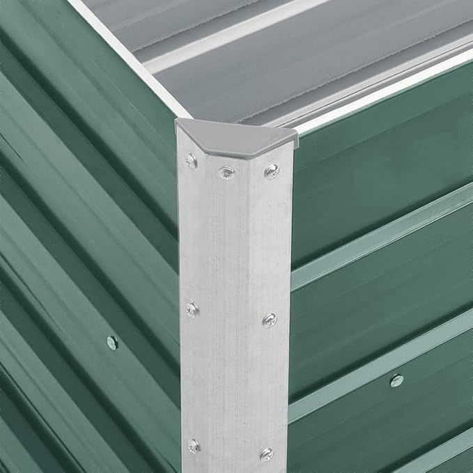 vidaXL Garden Raised Bed Galvanised Steel Rectangular Garden Planter for Flowers and Planters Bottomless Raised Flower Bed Weather-Resistant Green 94.5x15.7x17.7