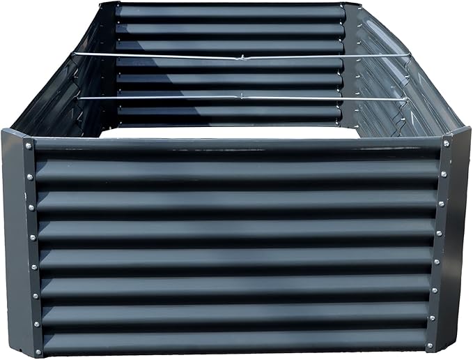 findmall 8x4x2Ft Raised Garden Bed Grey Volume 478 Gallons Electro Galvanized Steel Sheet Flower Box for Flowers and Greenery Gardening Planting Vegetable Cultivation